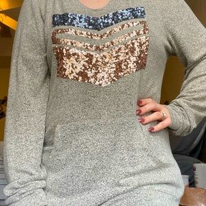 Sequin hooded shirt